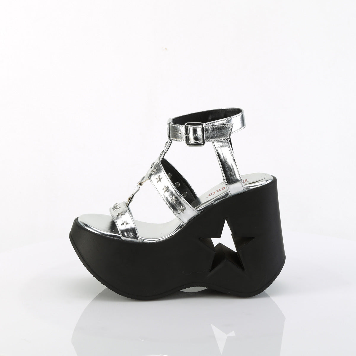 DemoniaCult   DYNAMITE-12 Silver Metallic Vegan Leather