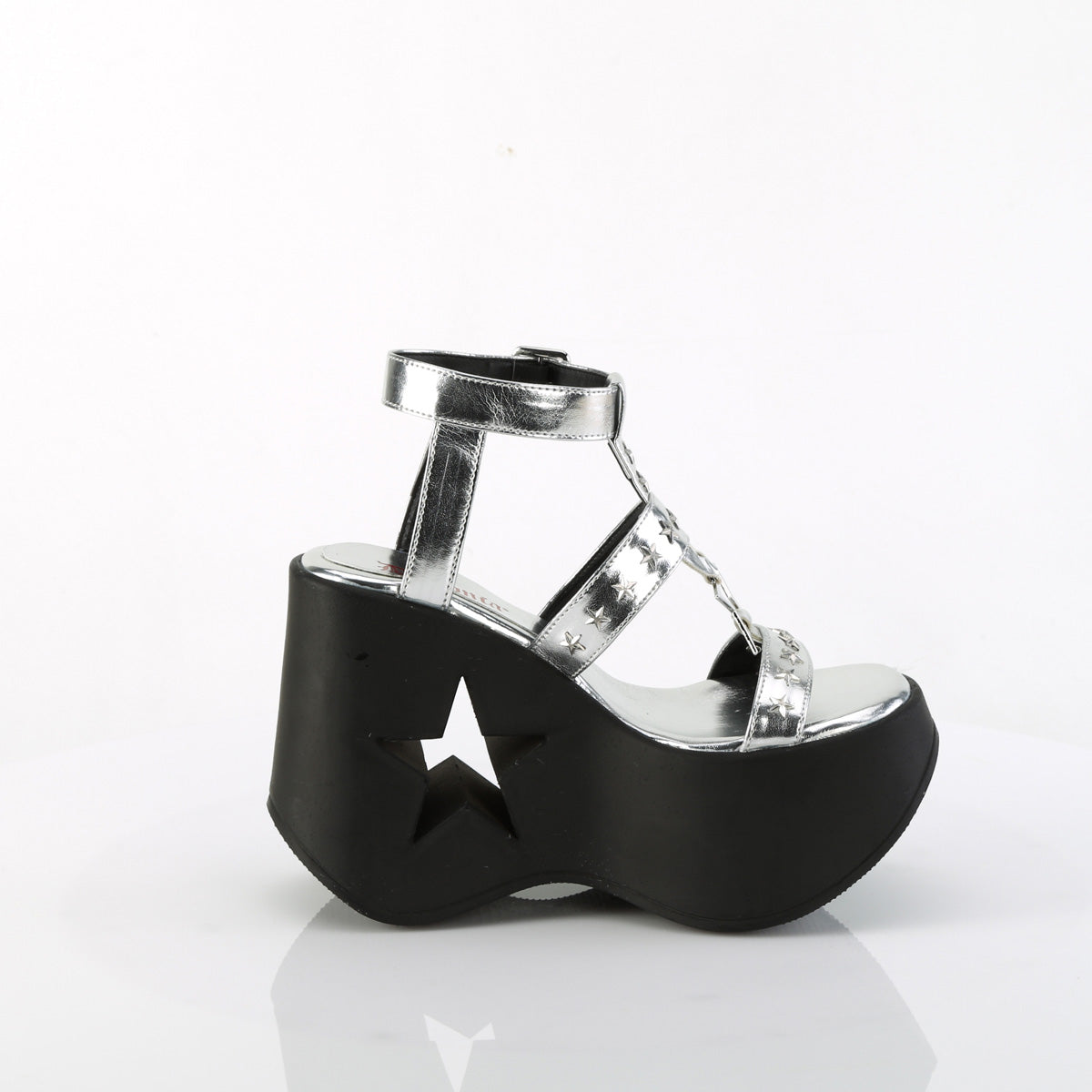 DemoniaCult   DYNAMITE-12 Silver Metallic Vegan Leather