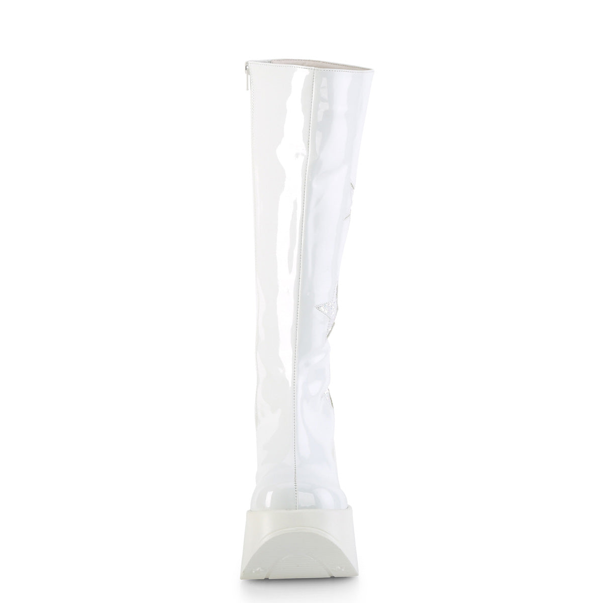 DemoniaCult  Boots DYNAMITE-218 Wht Pat-Wht Multi Glitter
