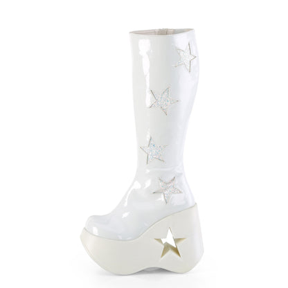DemoniaCult  Boots DYNAMITE-218 Wht Pat-Wht Multi Glitter