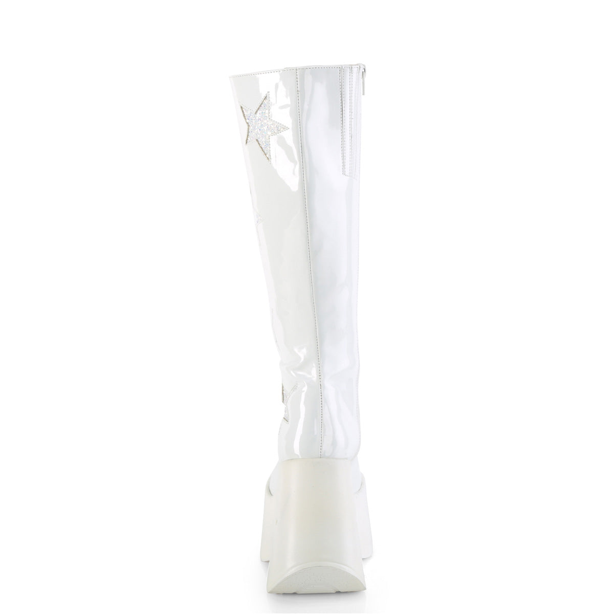 DemoniaCult  Boots DYNAMITE-218 Wht Pat-Wht Multi Glitter