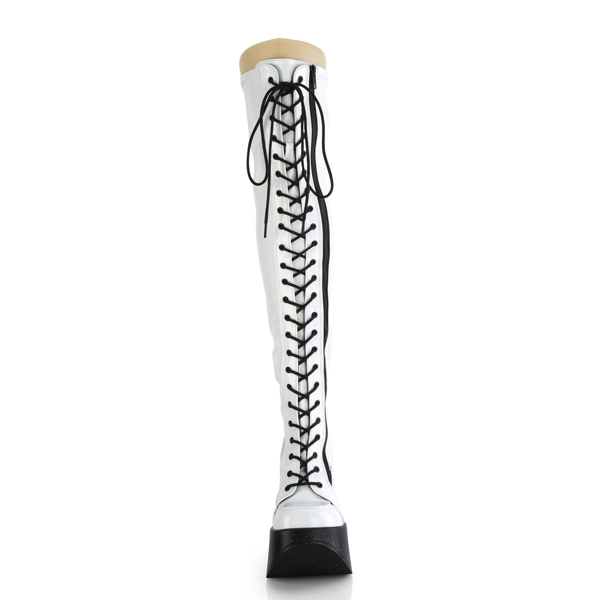 DemoniaCult  Boots DYNAMITE-300 Wht Stretch Holo