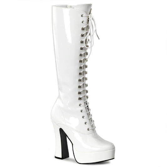 Pleaser Womens Boots ELECTRA-2020 Wht Pat