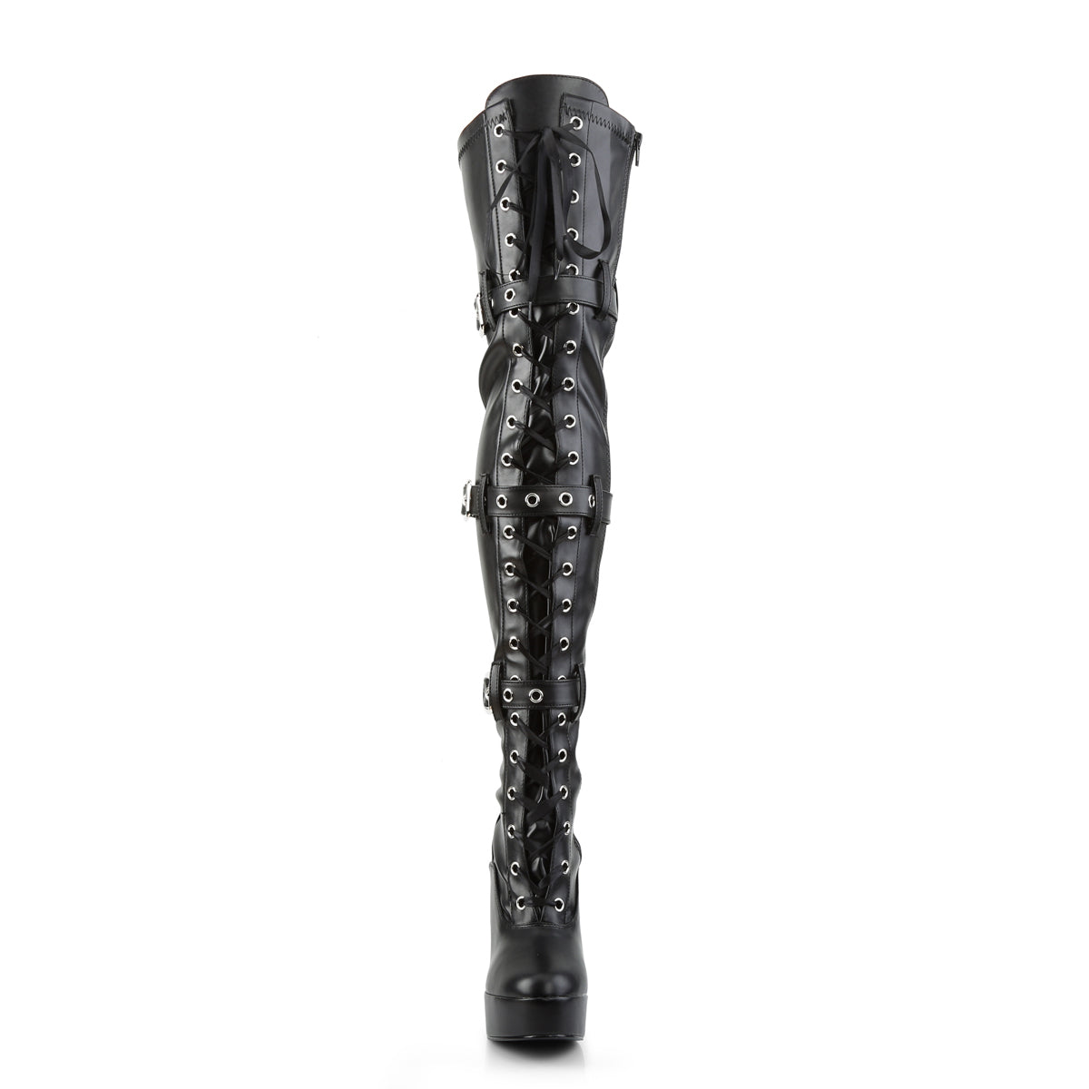 Pleaser Womens Boots ELECTRA-3028 Blk Str Faux Leather