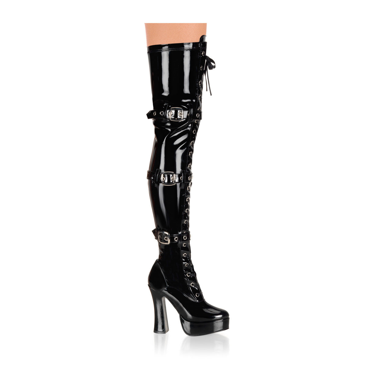 Pleaser Womens Boots ELECTRA-3028 Blk Str Pat