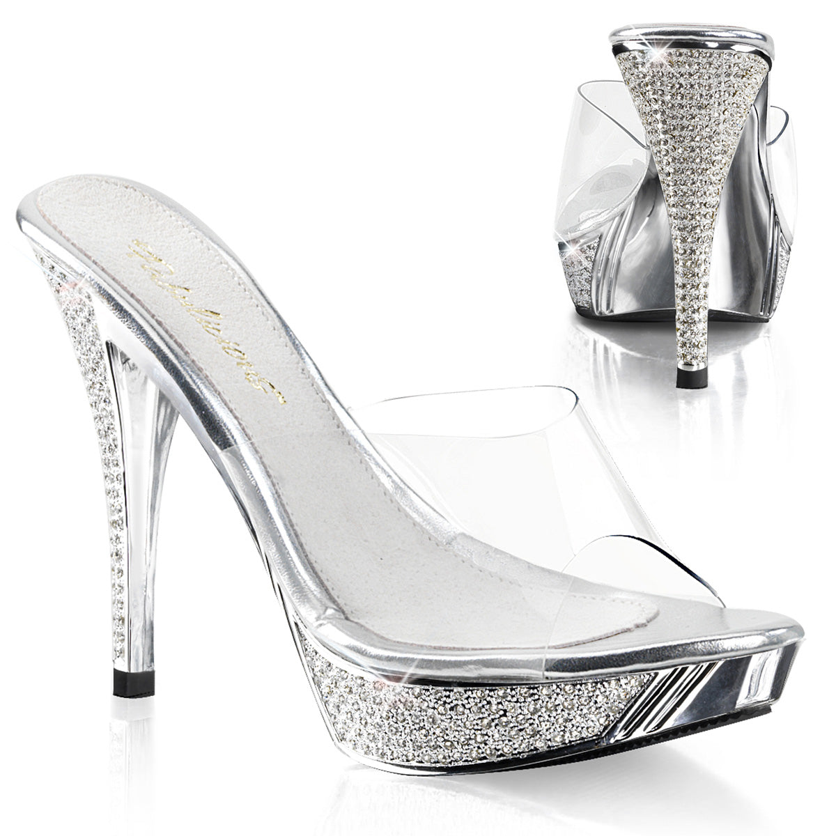 Fabulicious Womens Sandals ELEGANT-401 Clr/Slv Chrome