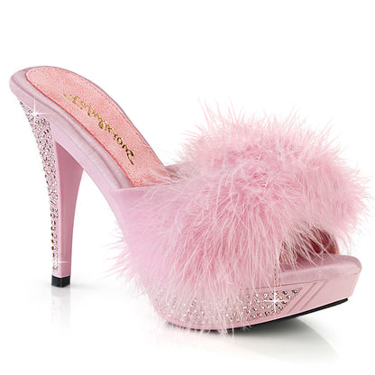 Fabulicious   ELEGANT-401F B. Pink Marabou-Faux Leather/B. Pink