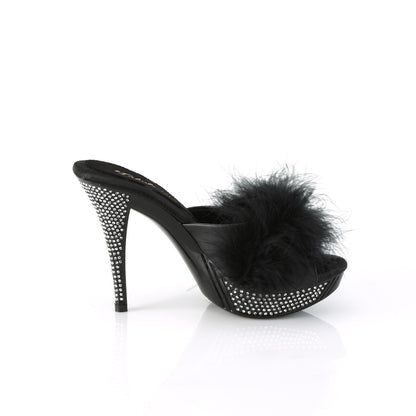 Fabulicious   ELEGANT-401F Blk Marabou-Faux Leather/Blk