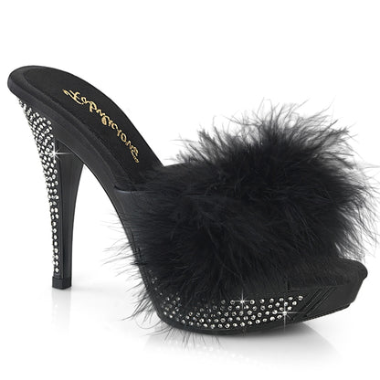 Fabulicious   ELEGANT-401F Blk Marabou-Faux Leather/Blk