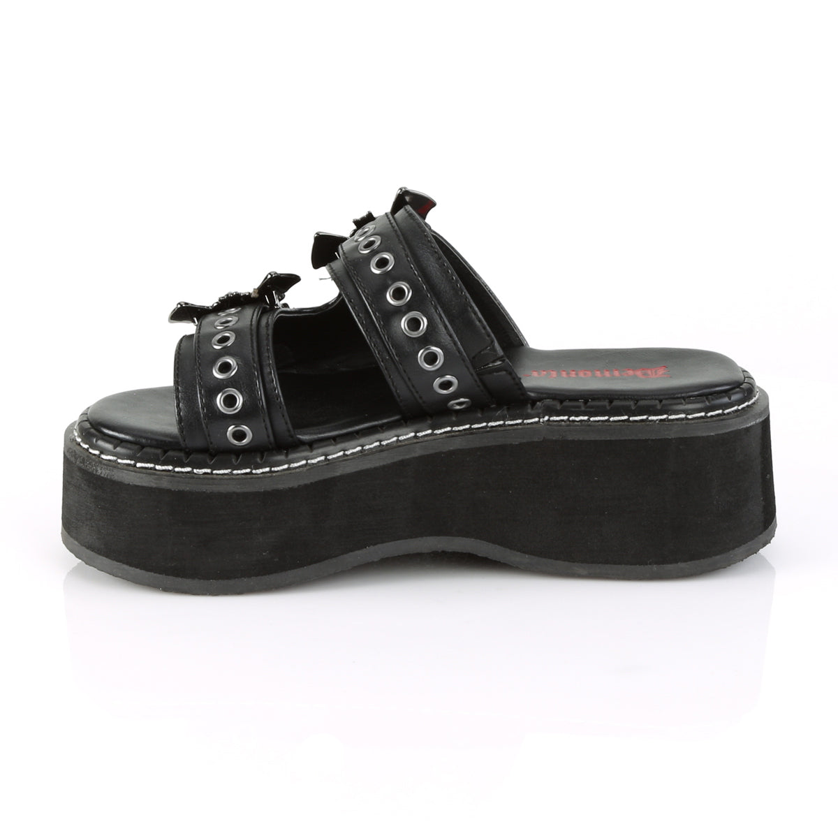 DemoniaCult Womens Sandals EMILY-100 Blk Vegan Leather