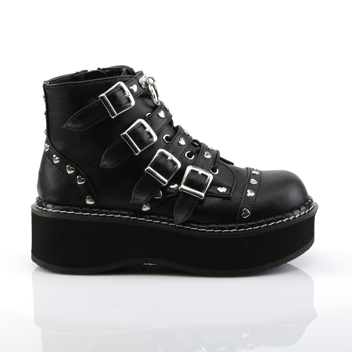 DemoniaCult Womens Ankle Boots EMILY-315 Blk Vegan Leather