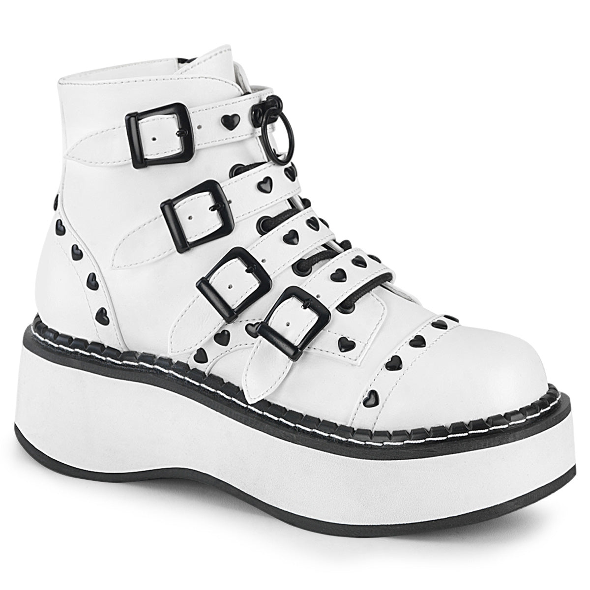 DemoniaCult Womens Ankle Boots EMILY-315 White Vegan Leather