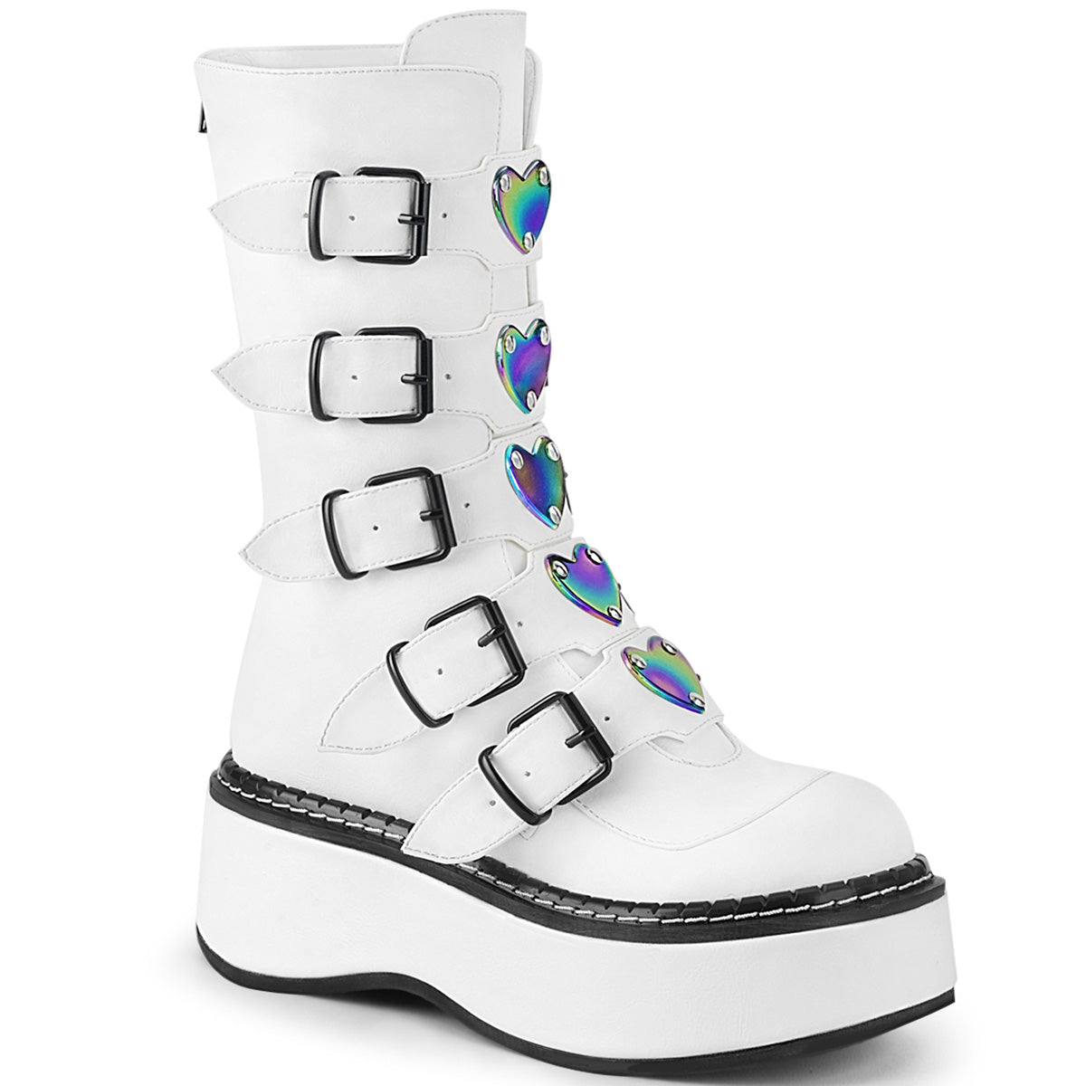 DemoniaCult Womens Boots EMILY-330 Wht Vegan Leather