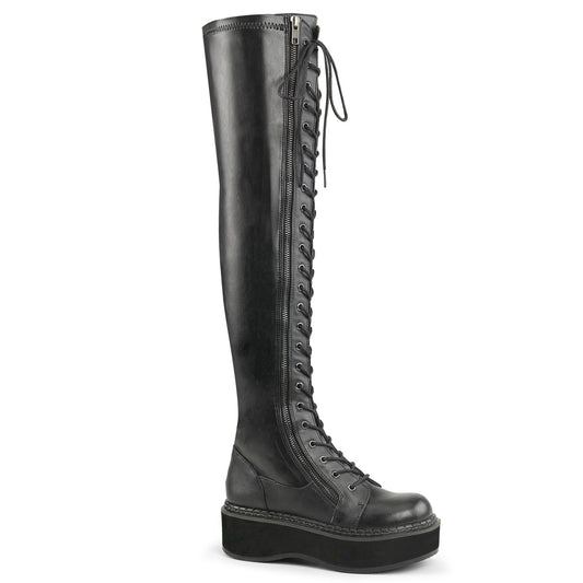 DemoniaCult Womens Boots EMILY-375 Blk Str Vegan Leather