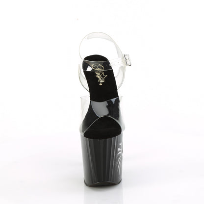 Pleaser   ENCHANT-708LT-PINWHE Clr/Blk-Slv Glitter