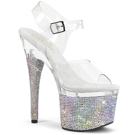 Pleaser Womens Sandals ESTEEM-708DM Clr/Clr-Slv AB RS