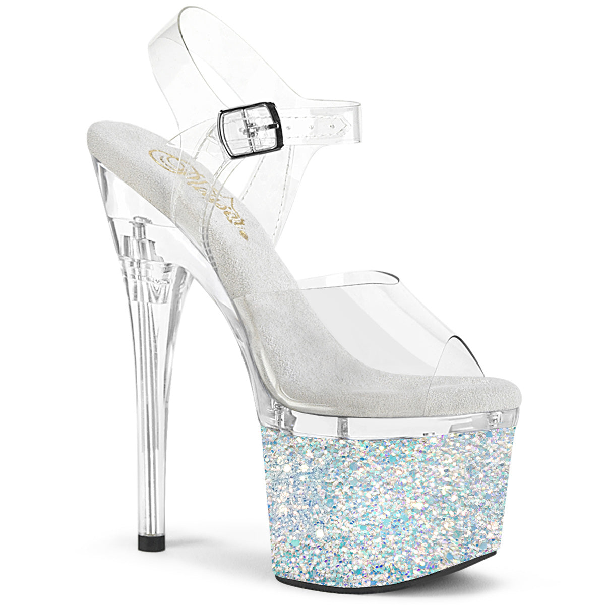 Pleaser  Sandals ESTEEM-708LG Clr/Clr-Wht Multi Glitter