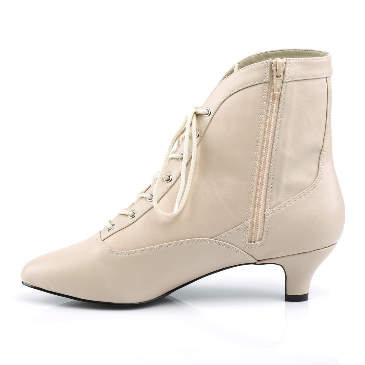 Pleaser Pink Label Womens Ankle Boots FAB-1005 Cream Faux Leather