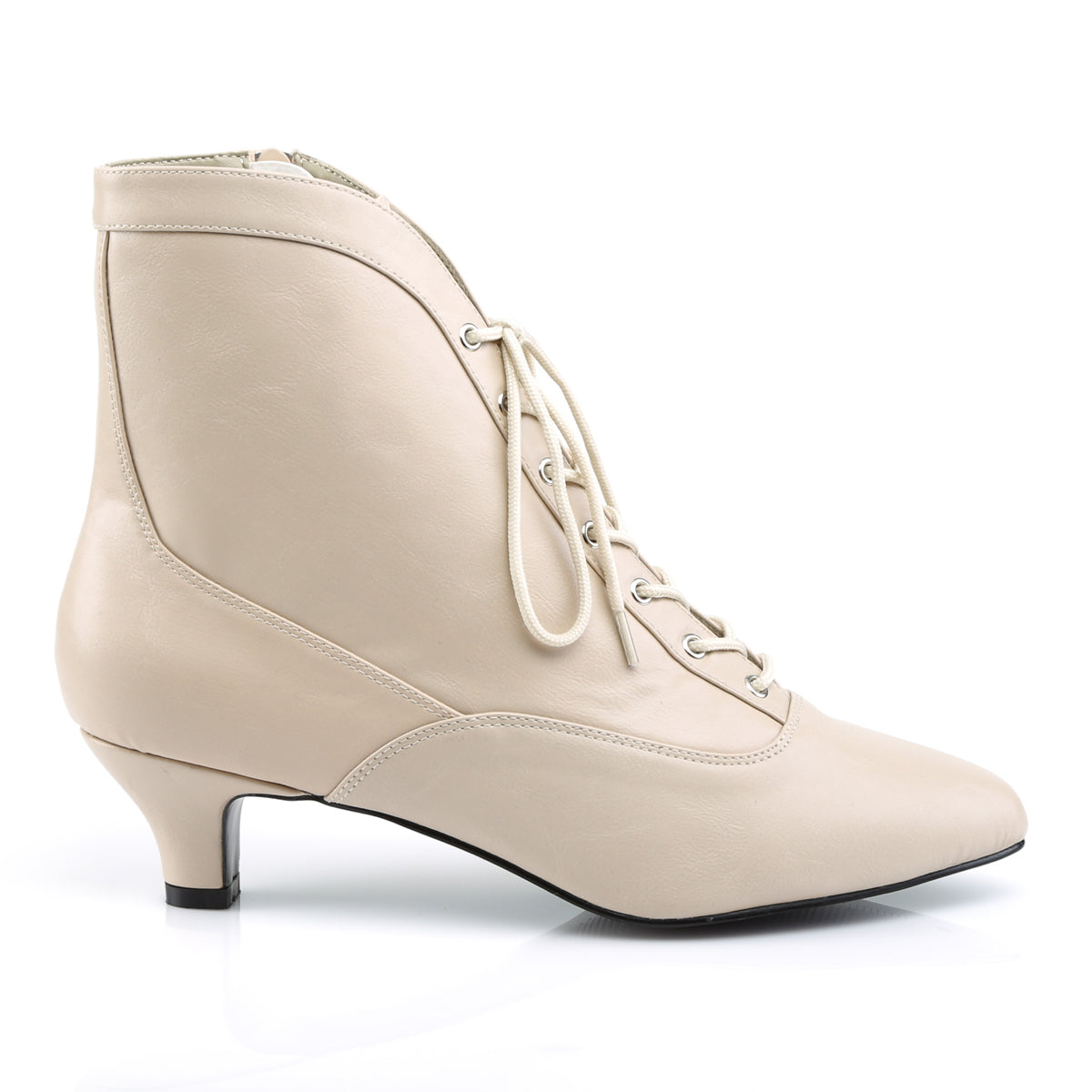 Pleaser Pink Label Womens Ankle Boots FAB-1005 Cream Faux Leather