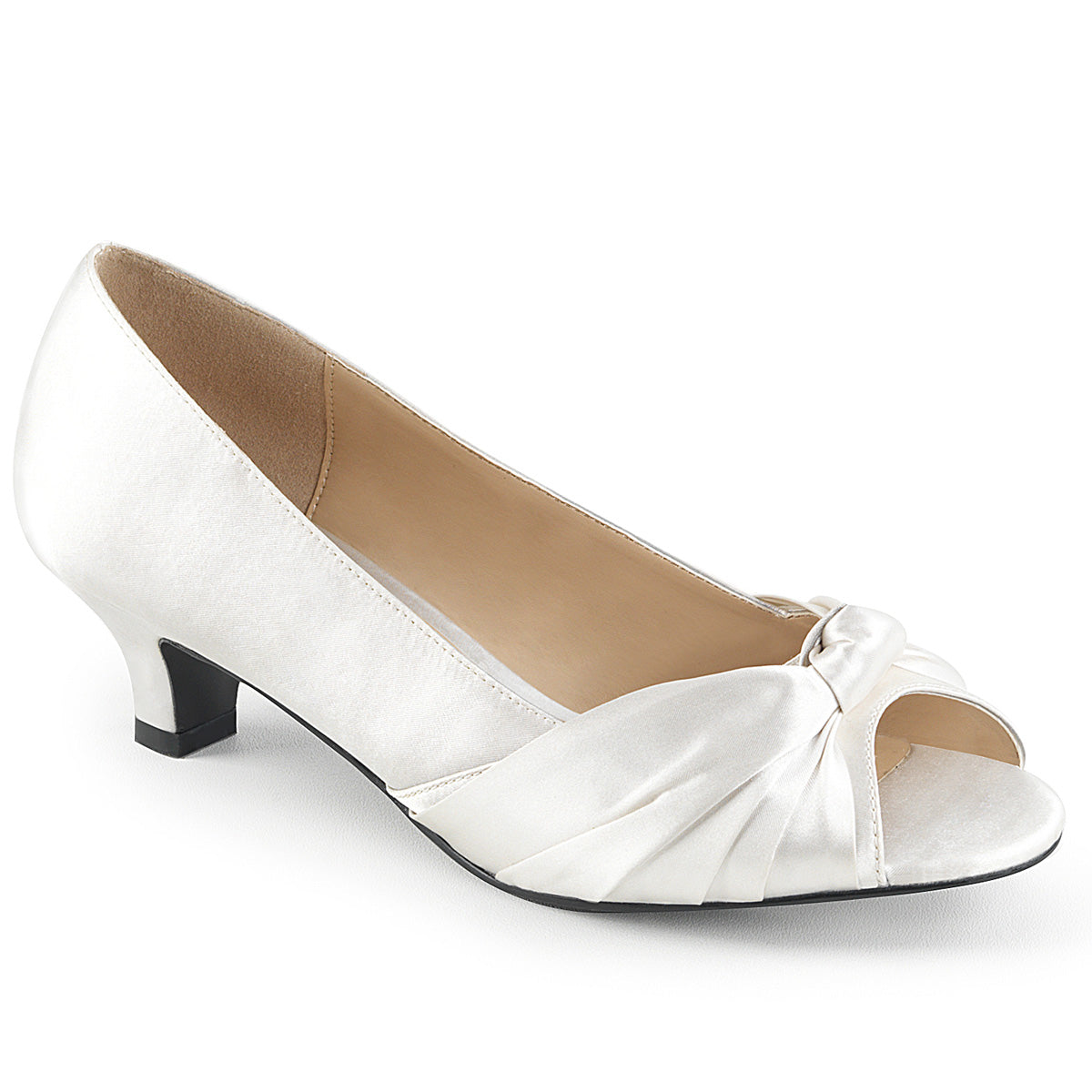 Pleaser Pink Label Womens Pumps FAB-422 Ivory Satin