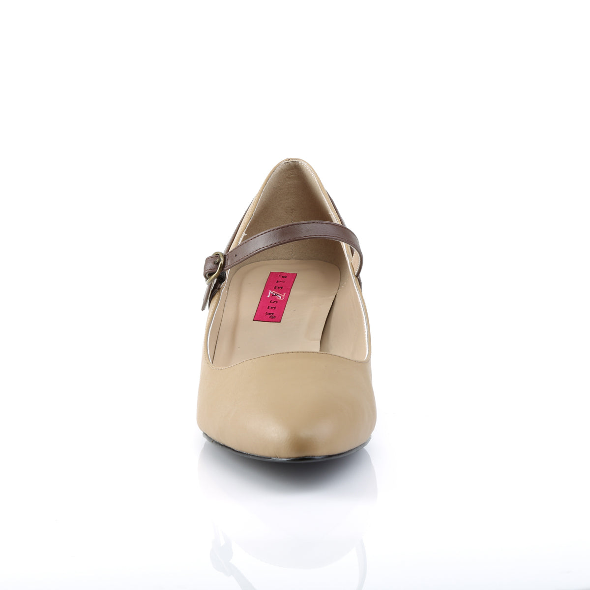 Pleaser Pink Label Womens Pumps FAB-425 Tan-Brown Faux Leather