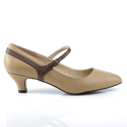 Pleaser Pink Label Womens Pumps FAB-425 Tan-Brown Faux Leather