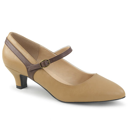 Pleaser Pink Label Womens Pumps FAB-425 Tan-Brown Faux Leather