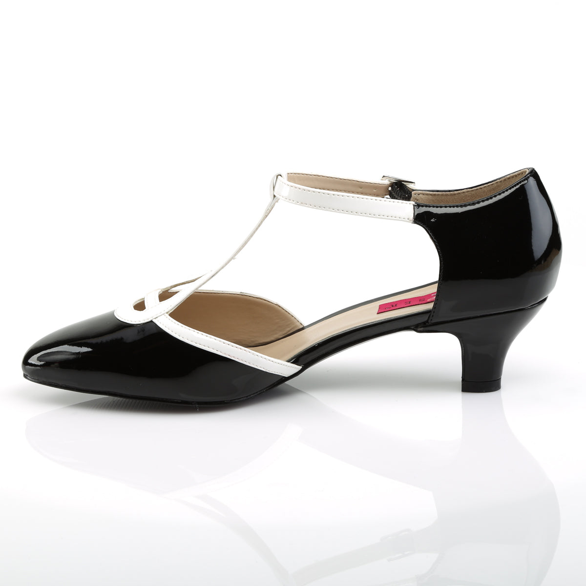 Pleaser Pink Label Womens Pumps FAB-428 Blk-Wht Pat/Wht