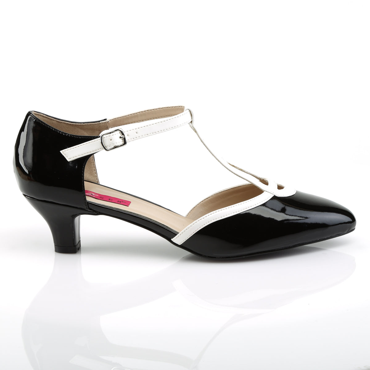 Pleaser Pink Label Womens Pumps FAB-428 Blk-Wht Pat/Wht