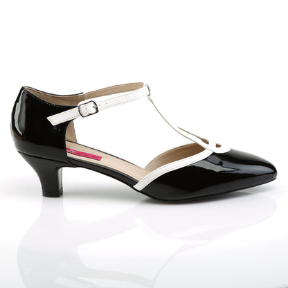 Pleaser Pink Label Womens Pumps FAB-428 Blk-Wht Pat/Wht