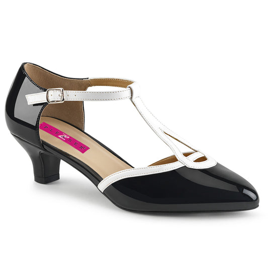 Pleaser Pink Label Womens Pumps FAB-428 Blk-Wht Pat/Wht