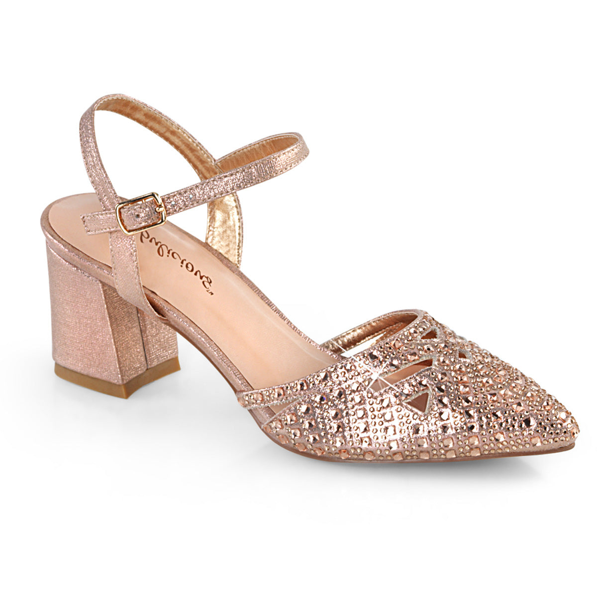 Fabulicious Womens Pumps FAYE-06 Rose Gold Shimmering Fabric