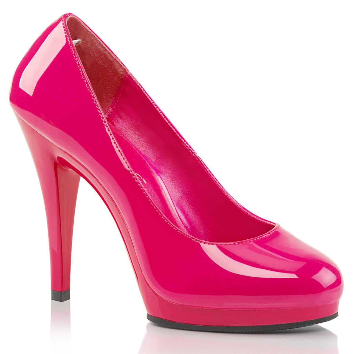 Pleaser Pink Label Womens Pumps FLAIR-480 Hot Pink Pat/Hot Pink