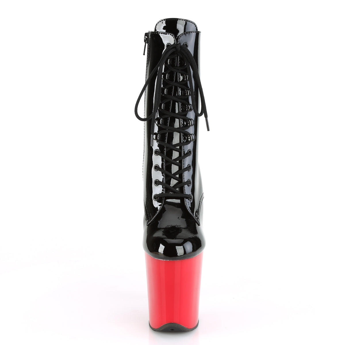 Pleaser Womens Ankle Boots FLAMINGO-1020 Blk Pat/Red