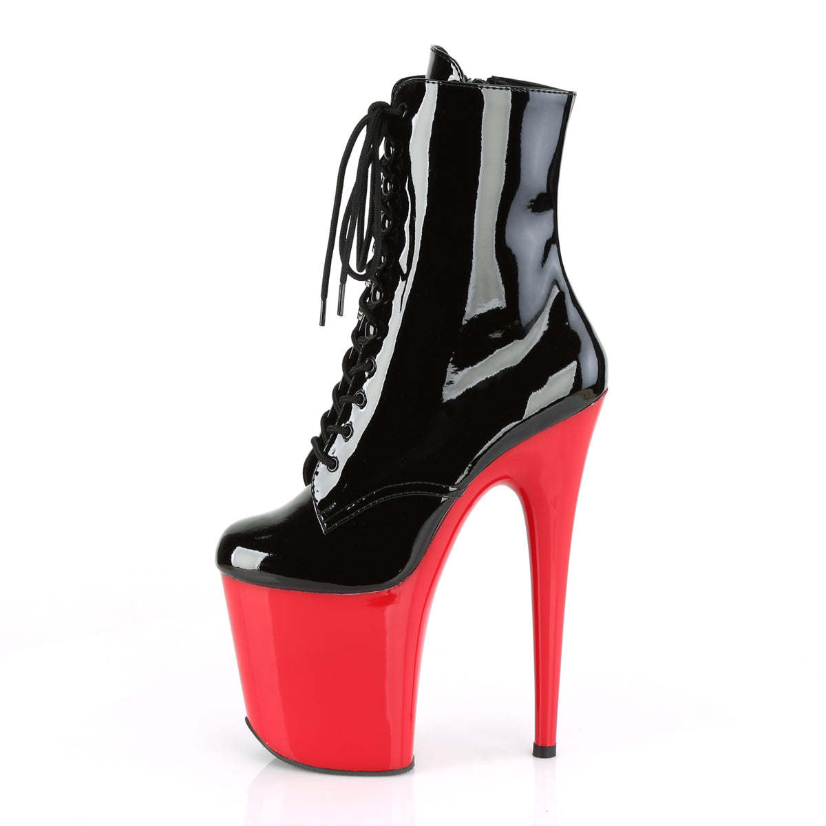 Pleaser Womens Ankle Boots FLAMINGO-1020 Blk Pat/Red