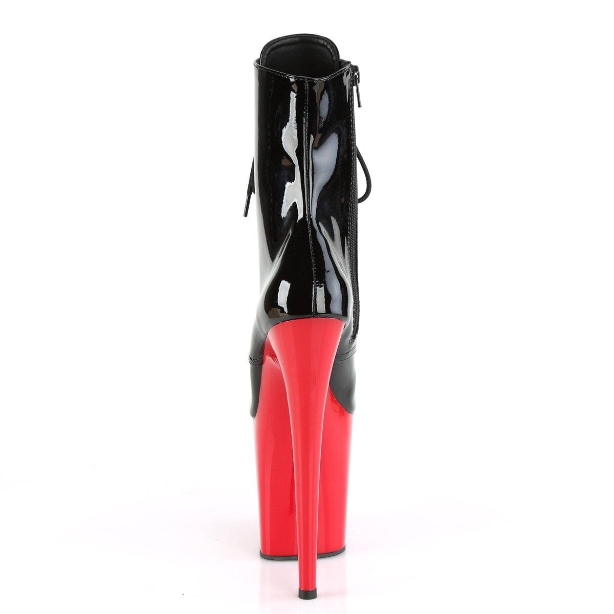 Pleaser Womens Ankle Boots FLAMINGO-1020 Blk Pat/Red