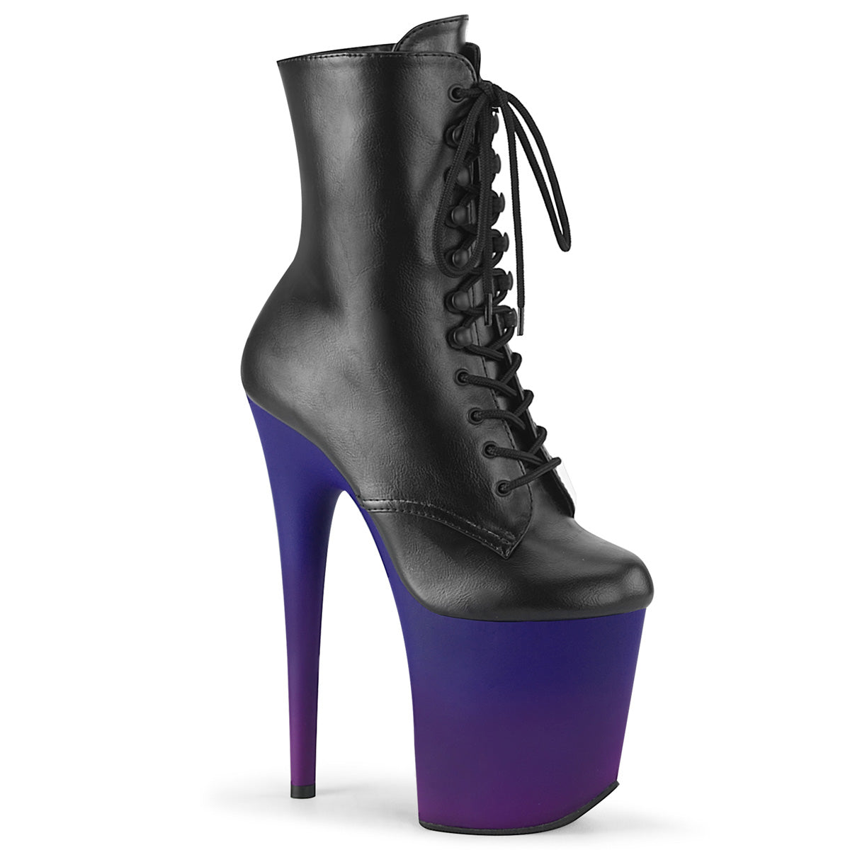 Pleaser Womens Ankle Boots FLAMINGO-1020BP Blk Faux Leather/Blue-Purple Ombre