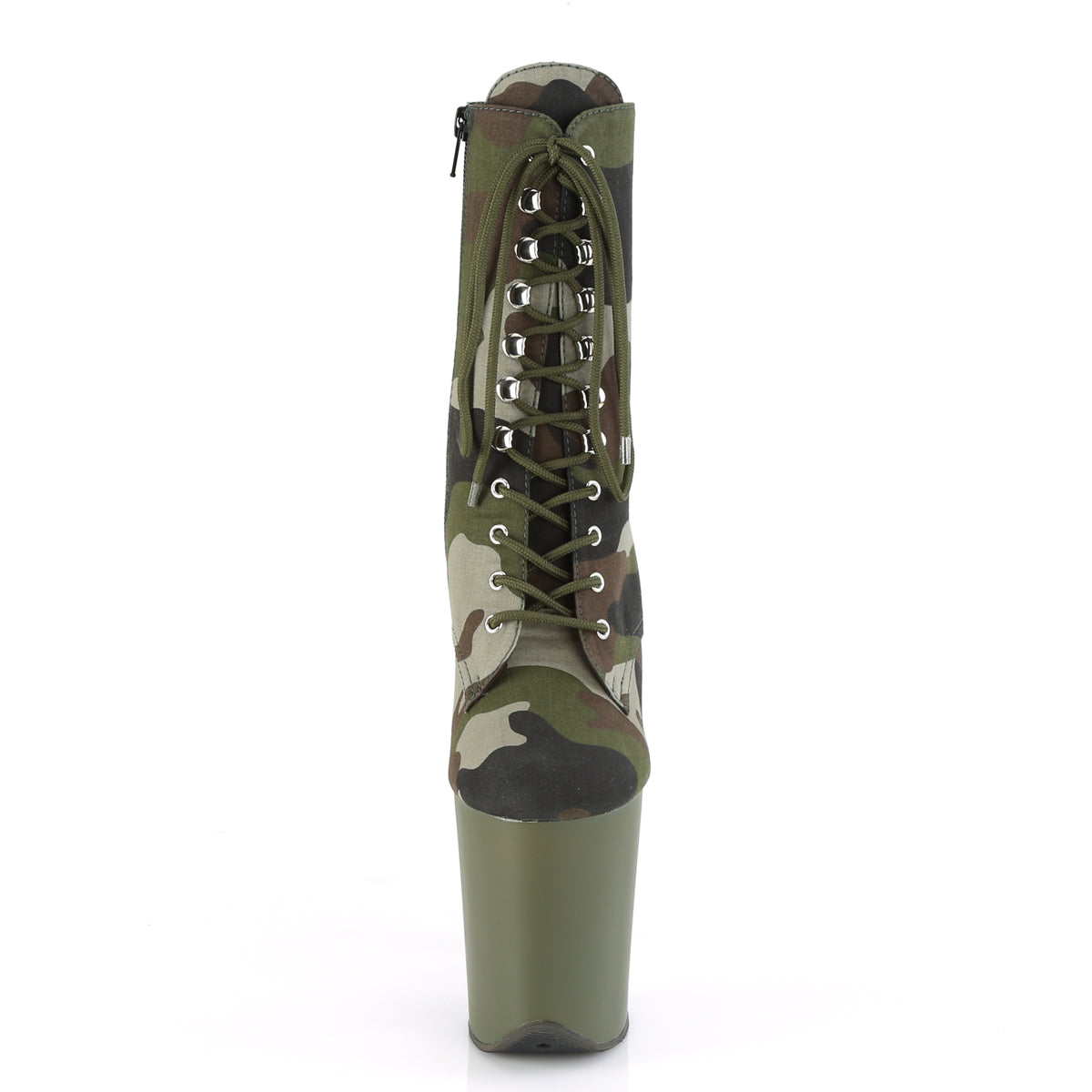 Pleaser Womens Ankle Boots FLAMINGO-1020CAMO Green Camo Fabric/Dark Olive Matte