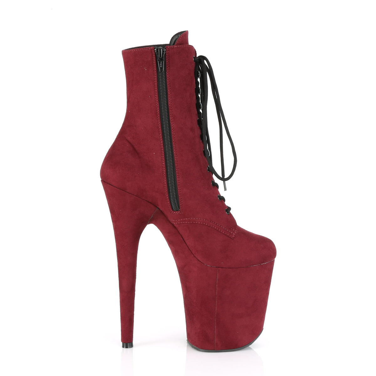 Pleaser Womens Ankle Boots FLAMINGO-1020FS Burgundy Faux Suede/Burgundy Faux Suede