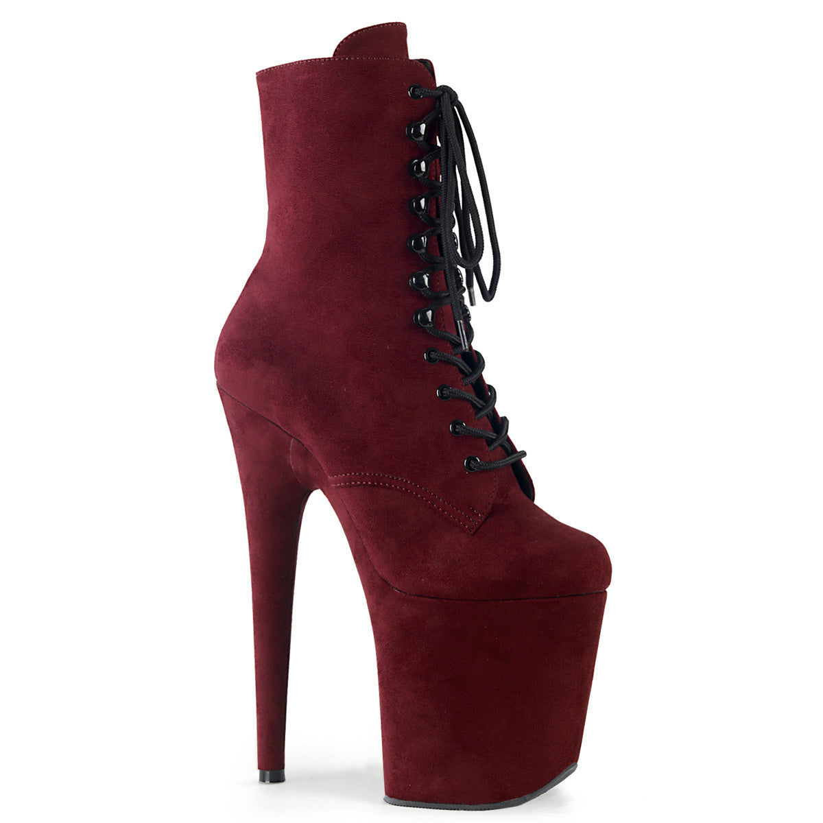 Pleaser Womens Ankle Boots FLAMINGO-1020FS Burgundy Faux Suede/Burgundy Faux Suede