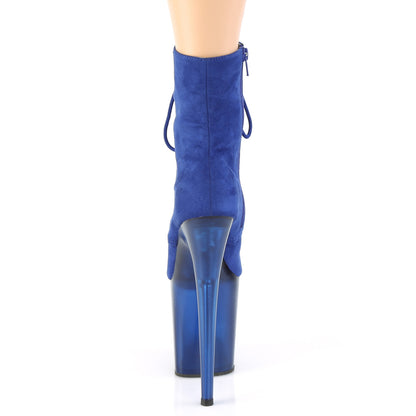 Pleaser Womens Ankle Boots FLAMINGO-1020FST Royal Blue Faux Suede/Frosted Blue