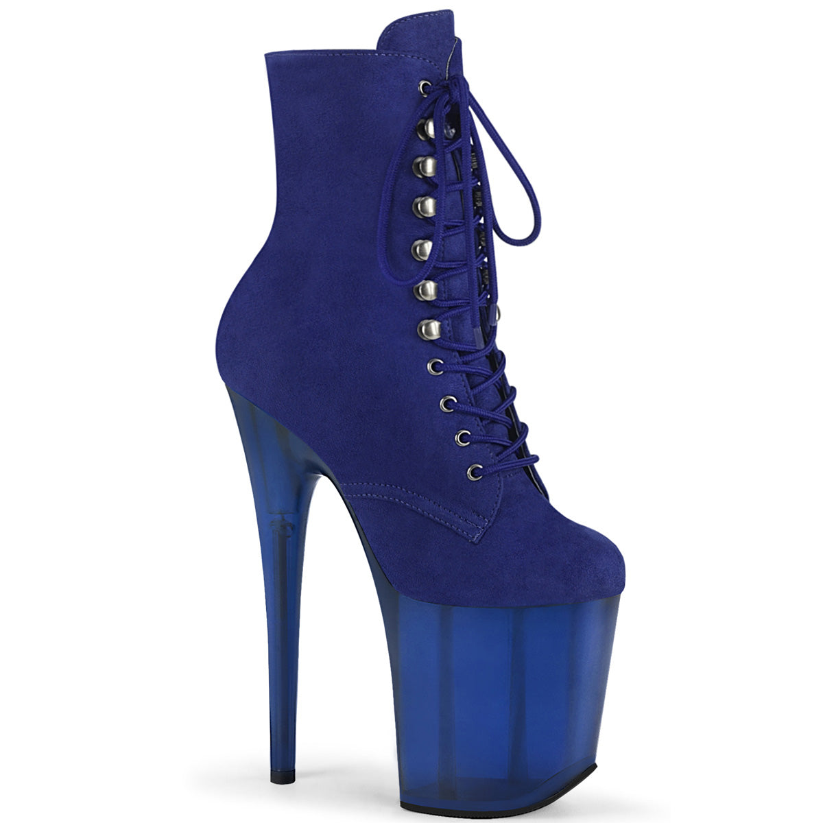 Pleaser Womens Ankle Boots FLAMINGO-1020FST Royal Blue Faux Suede/Frosted Blue