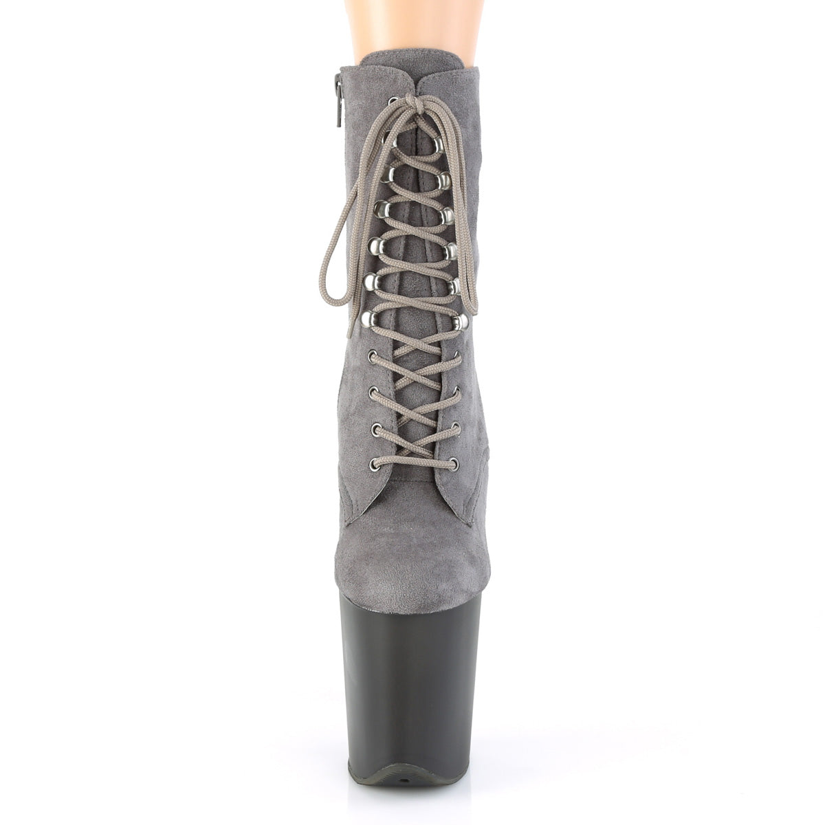 Pleaser Womens Ankle Boots FLAMINGO-1020FST Grey Faux Suede/Frosted Grey