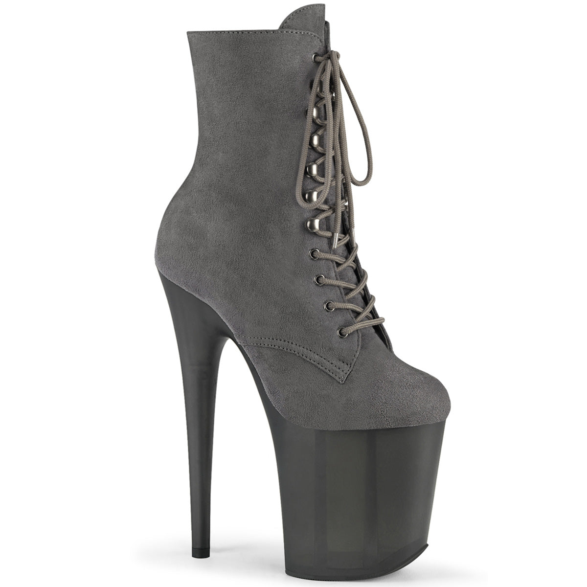 Pleaser Womens Ankle Boots FLAMINGO-1020FST Grey Faux Suede/Frosted Grey