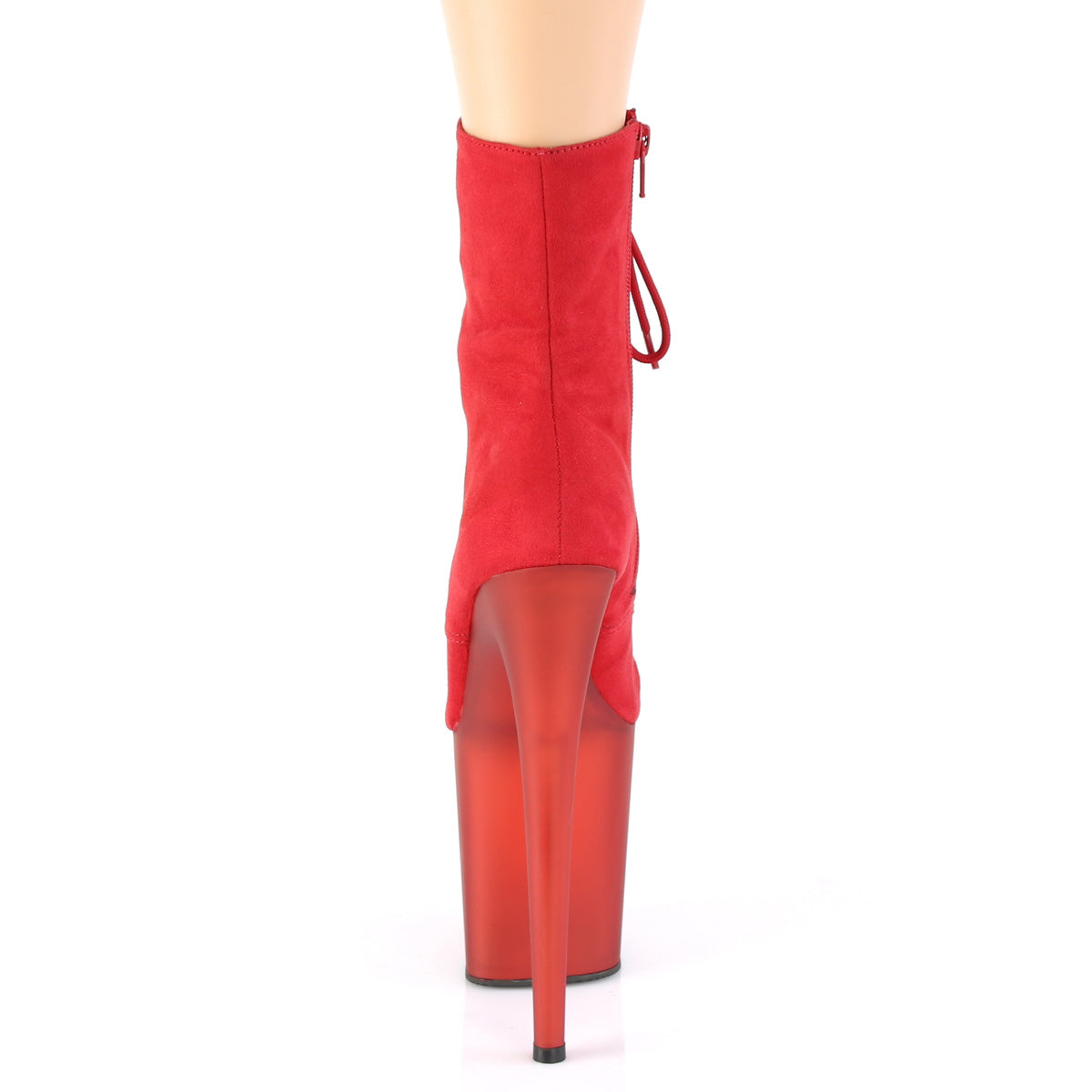 Pleaser Womens Ankle Boots FLAMINGO-1020FST Red Faux Suede/Frosted Red