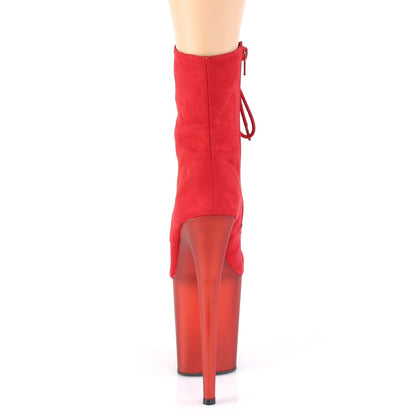 Pleaser Womens Ankle Boots FLAMINGO-1020FST Red Faux Suede/Frosted Red