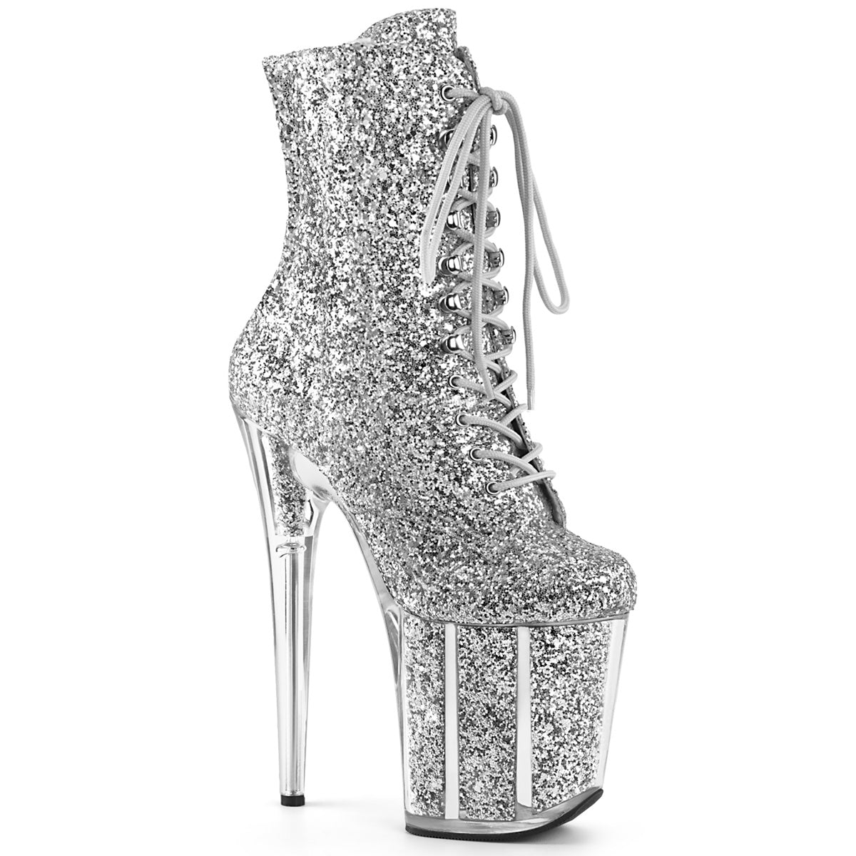Pleaser Womens Ankle Boots FLAMINGO-1020G Slv Glitter/Slv Glitter