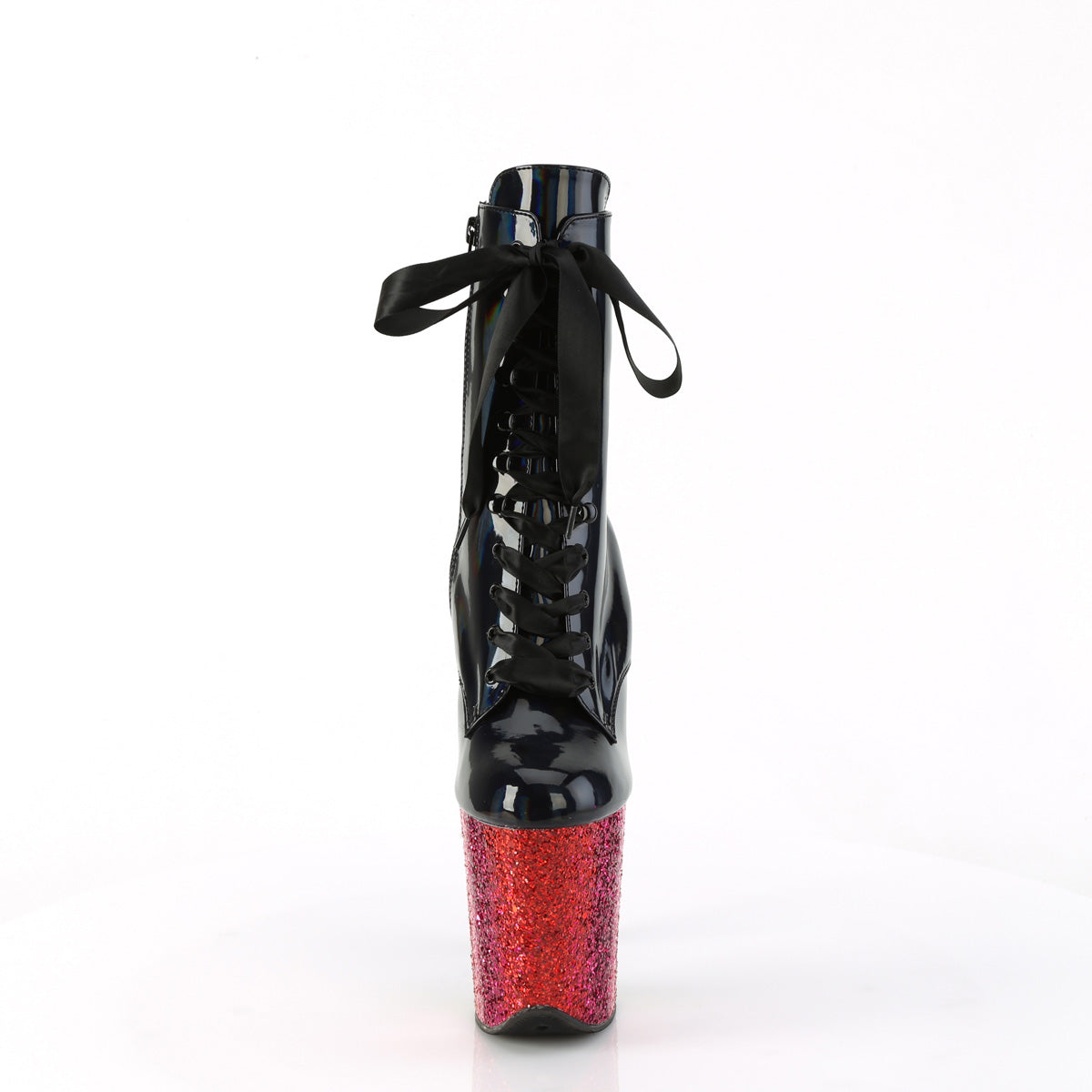 Pleaser   FLAMINGO-1020HG Blk Holo Pat/Rainbow Glitter