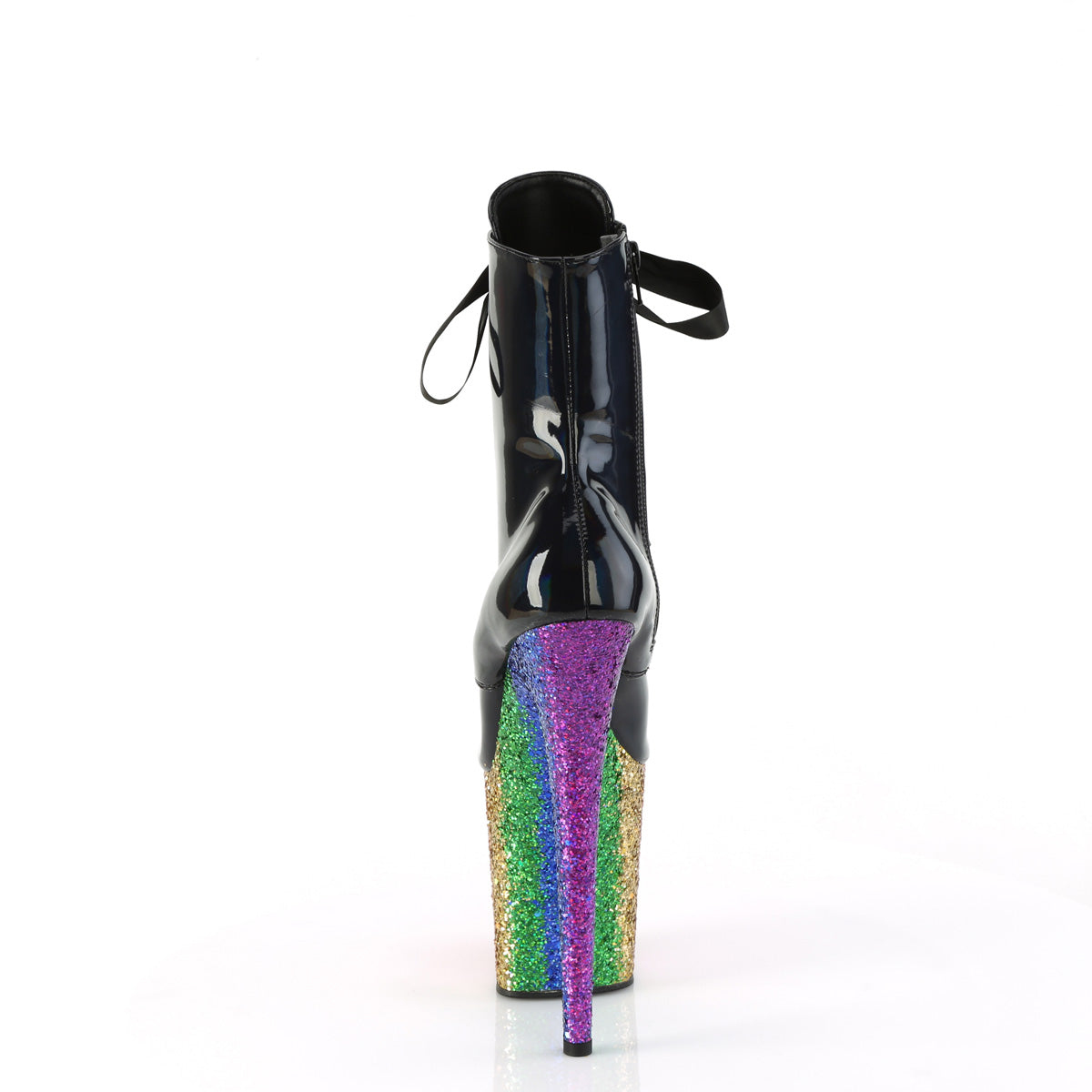 Pleaser   FLAMINGO-1020HG Blk Holo Pat/Rainbow Glitter