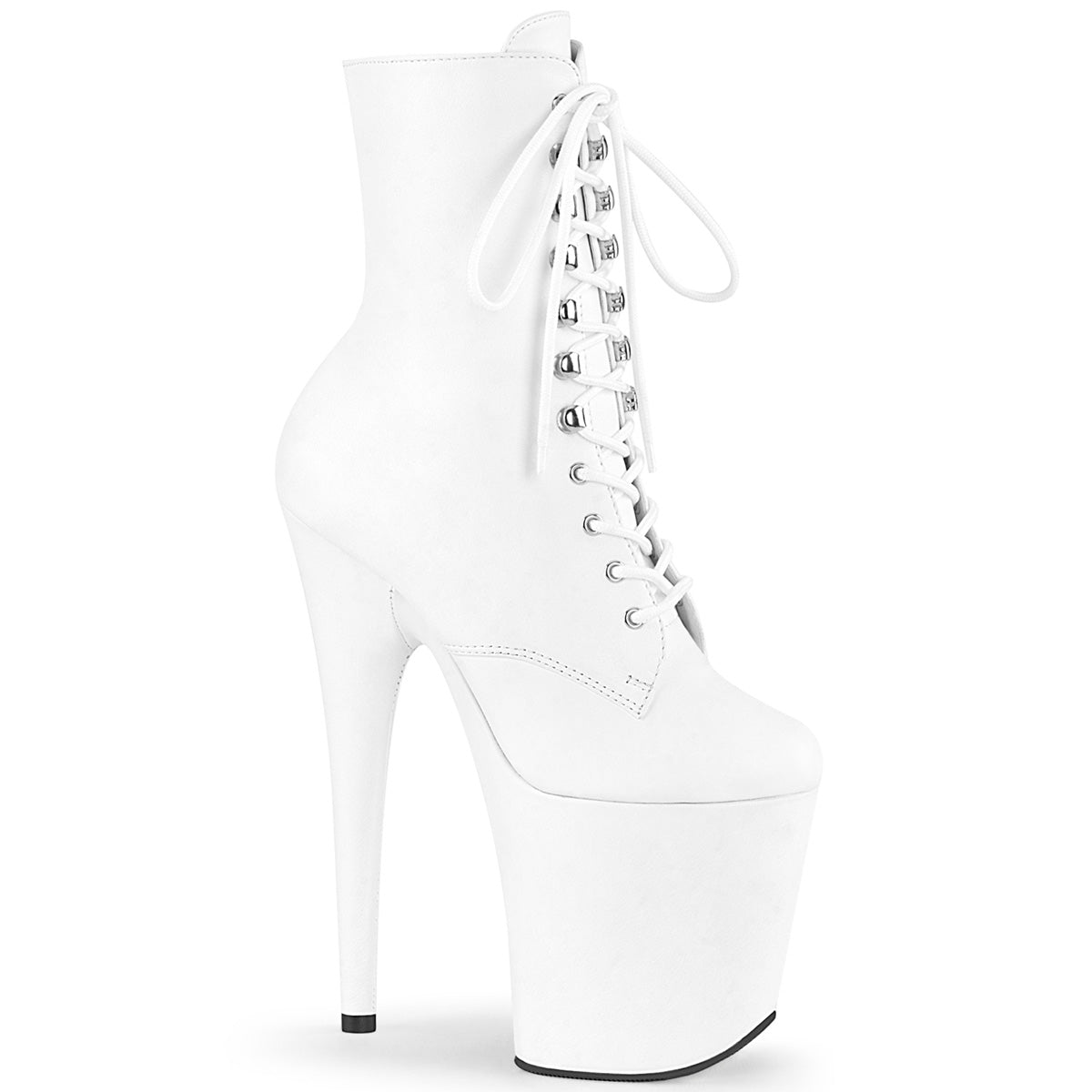 Pleaser Womens Ankle Boots FLAMINGO-1020LWR Wht Leather/Wht Leather